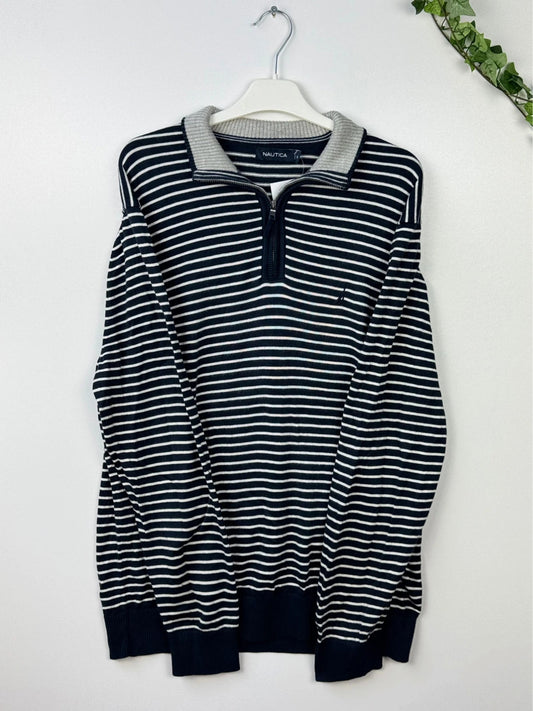 Nautica Quarter-Zip Navy-Blue/White XL