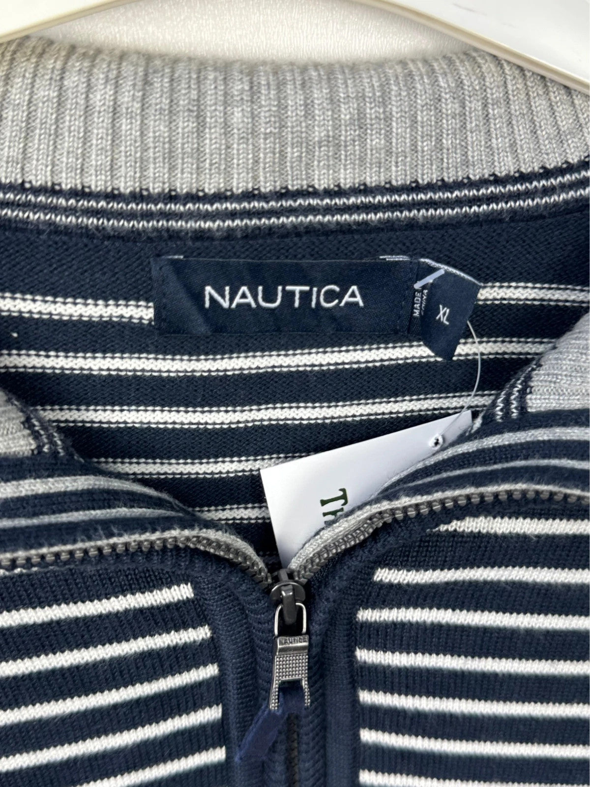 Nautica Quarter-Zip Navy-Blue/White XL